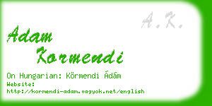 adam kormendi business card